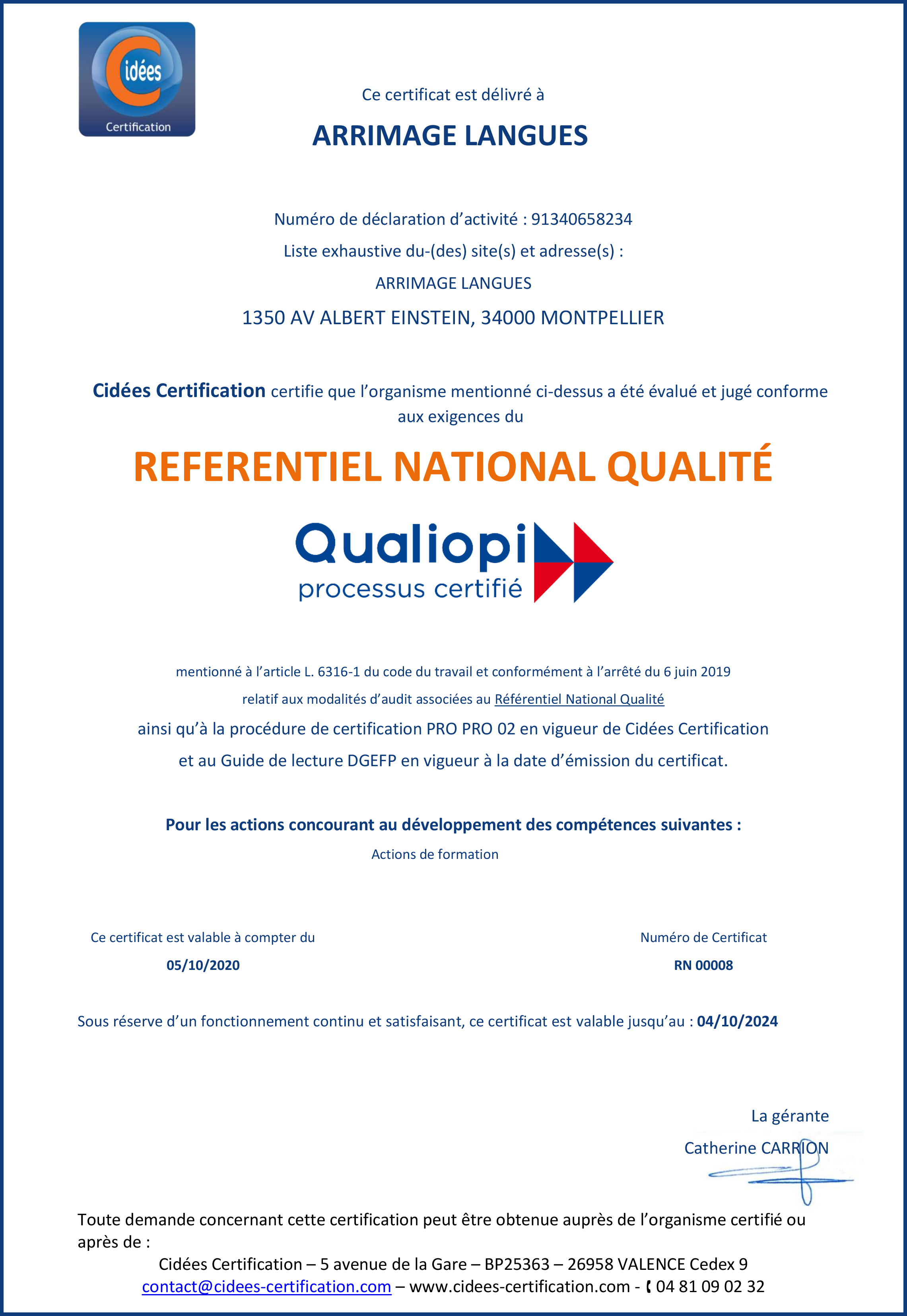 certification national qualiopi 2020